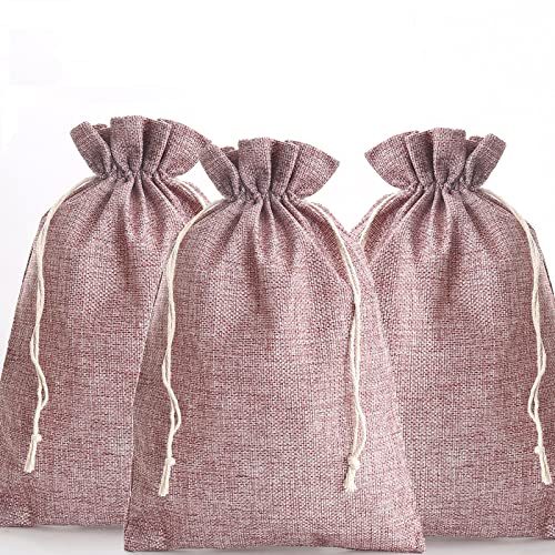 Dahi 12 Pz Sacchetti Di Iuta 20X30 Cm, Sacchettini Regalo Di Lino Con Coulisse, Per Matrimoni Feste Calendario Avvento (Dousha)