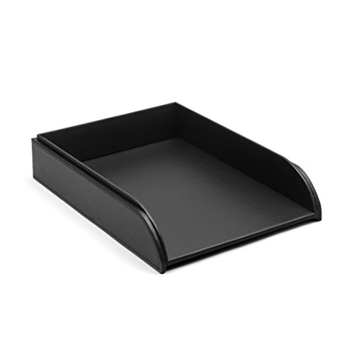 Osco Bkpult1, Faux Leather Letter Tray - Black