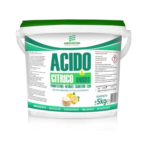 Acido Citrico Anidro 100% E330 Naturale Multifunzione, Detersivo Pavimenti, Pulizia Calcare Lavatrice,Brillantante Decalcificante,Alimentare Barattolo