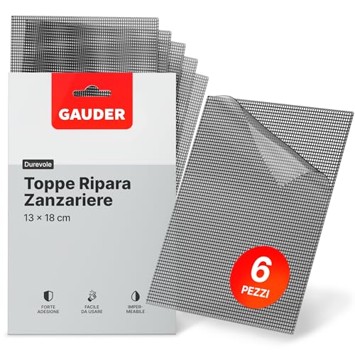 Gauder Toppe Di Riparazione Per Zanzariere (130 X 180 Mm) | Kit Riparazione Per Zanzariere | Ripara Zanzariera | Toppe Ripara Zanzariere (6 Pezzi)
