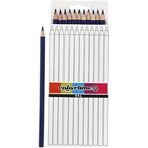Matite Colorate Colortime, Blu Scuro, Mina: 3 Mm, L: 17 Cm, Base, 12Pz