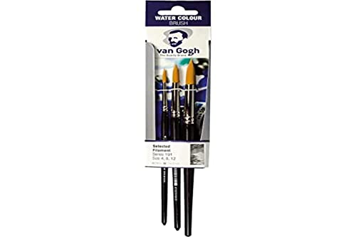 Aquarell-Pinsel-Set, Van Gogh, Rund, Nr. 12, Nr. 8, Nr. 4