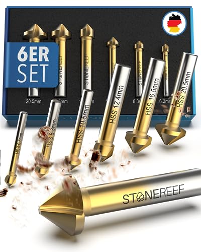 Stone Reef Set Di Svasatori Conici Professionali In Acciaio Hss [6 Pezzi Con Scatola Di Immagazzinaggio] – Svasatore In Metallo, Svasatore Conico In M