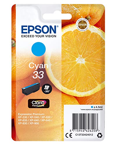 Epson 33 Serie Arancia Cartuccia Originale Getto D'Inchiostro, Ciano