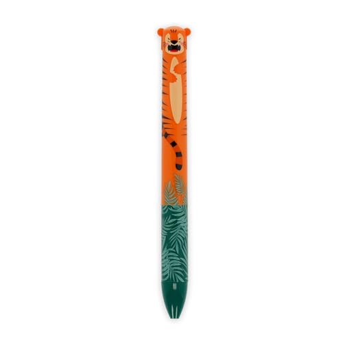 Legami - Penna Click&Clack A Due Colori, Inchiostro Blu E Arancione, Penna A Scatto, Ideale Per Scuola Ufficio Casa, Simpatica Penna Tigre, Idea Regal