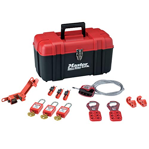 Master Lock S1117Es31Ka Lockout Tagout Kit Di Isolamento Elettrico Compreso 3 Lucchetti Di Sicurezza, 1 Cavo, 2 Chiavistello Di Isolamento, 6 Blocchi