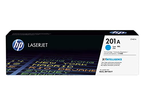 Hp 201A Cf401A, Cartuccia Toner Originale Hp Da 1330 Pagine, Compatibile Con Le Stampanti Hp Laserjet Pro M252, Mfp M277, Ciano