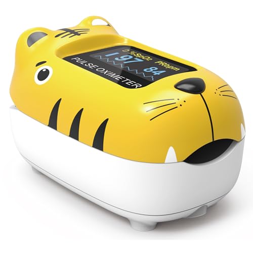 Gima - Pulsossimetro Pediatrico Oxy 0, Misura La Saturazione Di Ossigeno (Spo2) E Le Pulsazioni Nei Bambini, Tigre, 35056