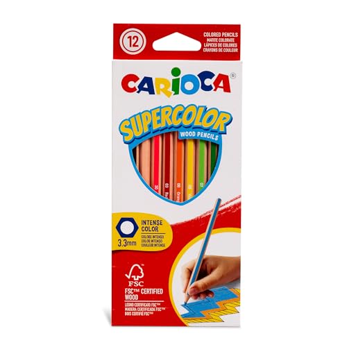 Carioca I Supercolor Matite Colorate Esagonali Con Mina Spessa I Confezione Da 12 Pz