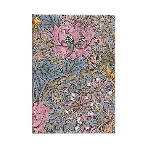 Paperblanks | Morris Caprifoglio Rosa | Diari A Copertina Rigida | Midi | Righe: Hardcover, 120 Gsm, Ribbon Marker, Memento Pouch, Elastic Closure, Bo