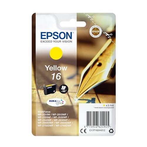 Epson Serie 16 Penna E Cruciverba - Cartucce Originali Durabrite Ultra Per Stampante Inkjet, Single Pack 1 Colore (Giallo) Formato Std, Stampe Casa/Uf