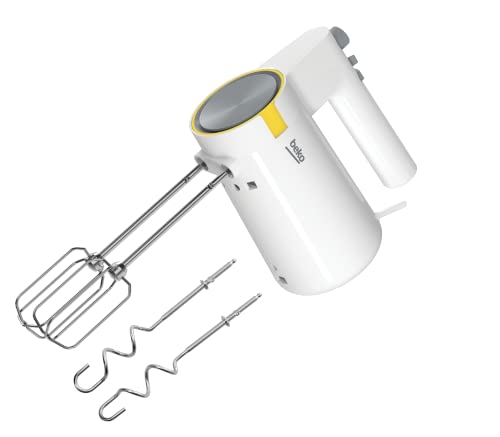 Beko, Frullatore, Potenza: 425 W, 5 Velocità + Turbo, Fruste + Ganci In Acciaio Inox Resistenti Al Lv, Pulsante Di Espulsione, Con Accessori, Bianco