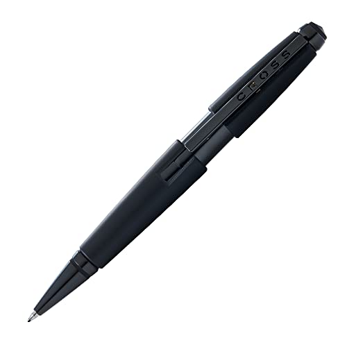 Cross Edge Rollerball (Tratto M, Colore Inchiostro: Nero, Ricaricabile, Con Confezione Regalo Premium), Nero Opaco