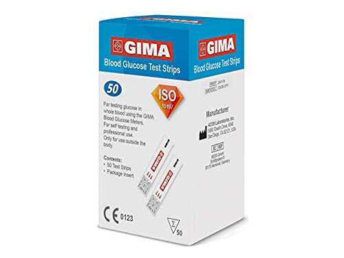Gima - Strisce Reattive Per La Glicemia, Per La Misurazione Del Glucosio Nel Sangue Intero, Da Usare Con Glucometro Gima, Certificate Ce, Confezione D
