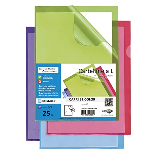 25 Cartelline A L Azzurro Capri 61 Color Sei Rota