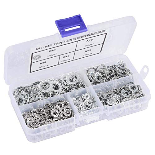 Ywbl-Wh Set Di Rondelle Di Sicurezza, 700 Pezzi Di Rondelle Dentate 304 In Acciaio Inox Con Rondella Dentata Rondelle Dentate Esterne Assortimento M3 