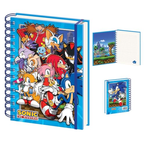 Pyramid International Sonic The Hedgehog (Green Hill Zone Gang Design) Notebook A5 Wiro, Lined Journal Notebook, 120 Pages A5 Notebook Hardback – Offi