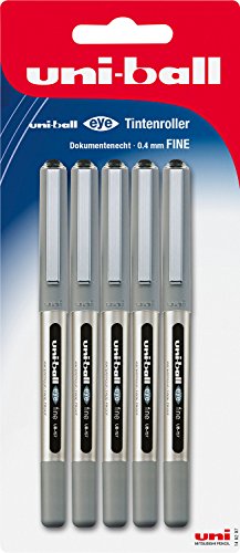 Faber-Castell Uni-Ball 148297 - Rollerball Uni-Ball Eye Ub-157, Fine, 0,4 Mm, Blister, Nero, 5 Pezzi