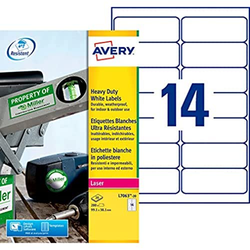 Avery White Heavy Duty Labels - Laser - L7063