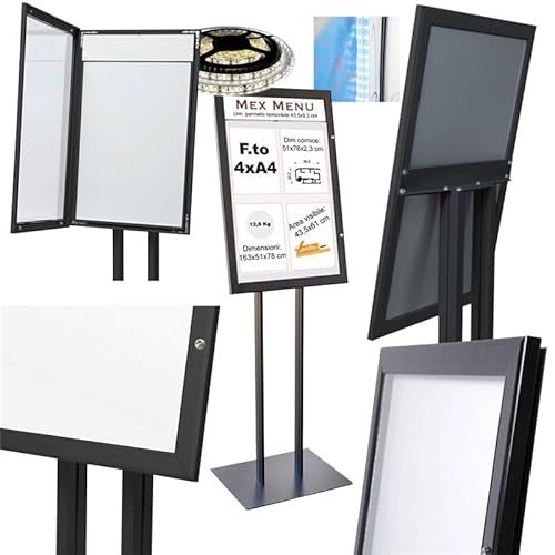 Bacheca Luce A Led Porta Menu Da Pavimento Autoportante Per Esterno Fto 4Xa4