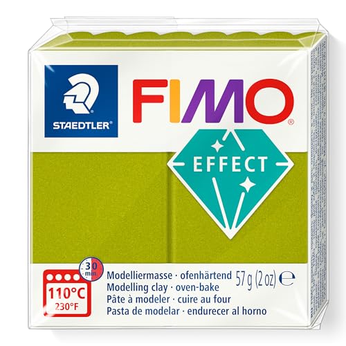 Staedtler Fimo Effect 8010-51 - Pasta Da Modellare Polimerica Indurente Al Forno, Colore: Verde Metallizzato (1 Blocco Da 57 G)