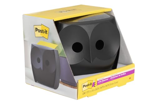 Dispenser Per Foglietti Post-It Z-Notes, Gufo, Nero + Foglietti Post-It Super Sticky Z-Notes, 45 Fogli/Blocchetto, 2 Blocchetti/Confezione