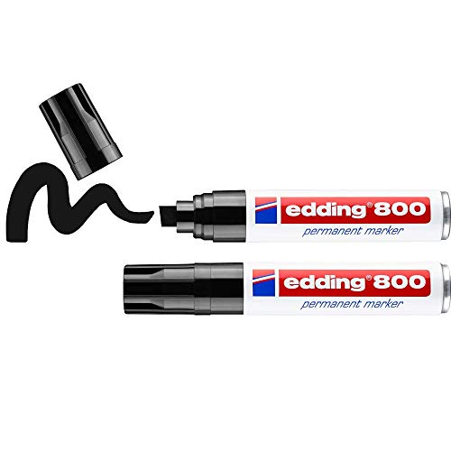 Edding - 800 Marcatore Permanente Punta A Scalpello, Blister 2 Pz. Colore Nero, Tratto 4-12 Mm