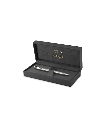 Parker Sonnet Penna A Sfera, Acciaio Inossidabile Con Finiture In Palladio, Pennino Medio, Confezione Regalo, Argento, Set Da 2 Pezzi