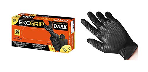 Guanto Nitrile Monouso Ekogrip Dark Aql 1,0 Nero Presa Diamante Pz.50 (M)