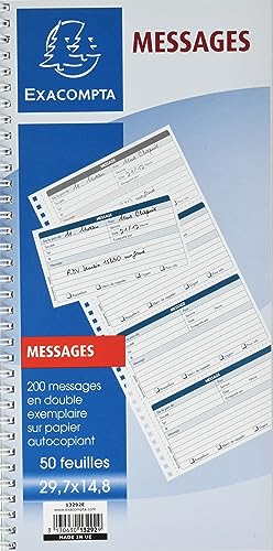 Carnet Spirale 29,7X14,8Cm - Messages Telephones (4 A La Page) - 50 Feuilles Dupli Autocopiantes