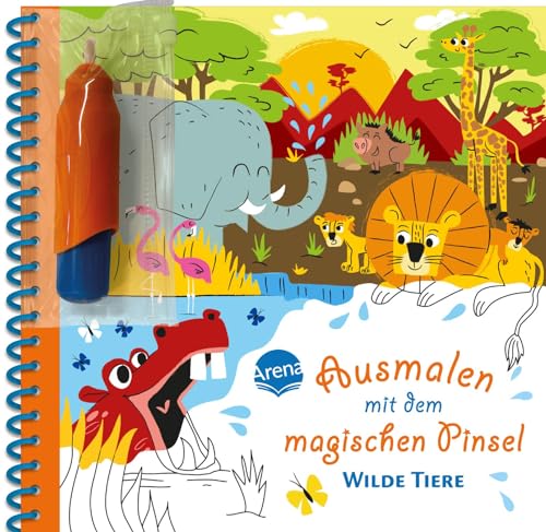 Ausmalen Mit Dem Magischen Pinsel. Wilde Tiere: Malbuch Mit Wassertankstift Für Kinder Ab 3 Jahren: 0