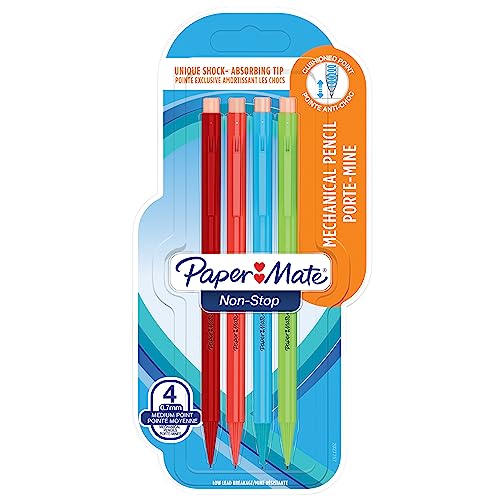 Paper Mate Non-Stop Matita Portamine, 0,7Mm, Hb N. 2, Colori Fluo Assortiti, Confezione Da 4