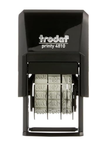 Trodat Printy 4810 - Timbro Con Data, Anno, Mese, Giorno, Numeri Autoinchiostranti, 3,8 Mm, Colore Nero
