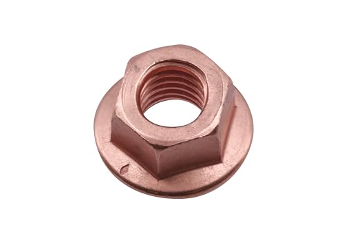 Connect 30740 - Dado Lampeggiato In Rame, Flangiato E Autobloccante, M10 X 1,5 X 15 Mm, 5 Pezzi, Colore: Marrone