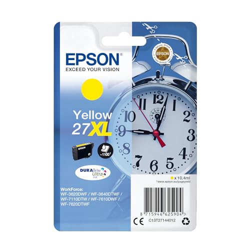Epson 27 Serie Sveglia, Cartuccia Originale Getto D'Inchiostro Durabrite Ultra, Formato Xl, Giallo