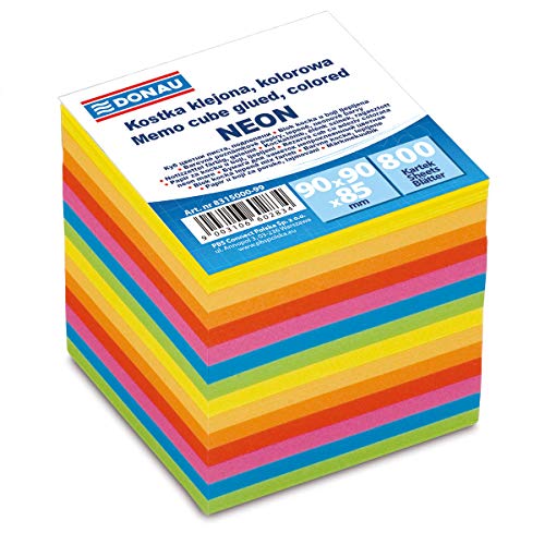 Danubio 8315000 – 99 Foglietti/Sticky Notes Klotz Per Zettelbox, 90 X 90 X 90 Mm, 700 Fogli, Neon, Colori Assortiti
