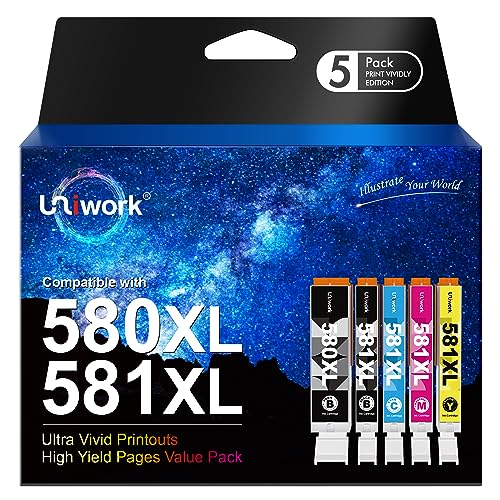 Uniwork Pgi-580Xxl Cli-581Xxl Compatibili Per Canon 580 581 Cartucce Per Pixma Ts6350 Ts6150 Ts705 Ts705A Tr7550 Tr8550 Ts6250 Ts6350A Ts8150 Ts8250 T