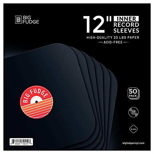 Big Fudge Edizione Speciale Nera | Buste Interne Per Dischi In Vinile 50X | Realizzato In Carta Pesante E Priva Di Acidi | Copertine Per Album Con Ang
