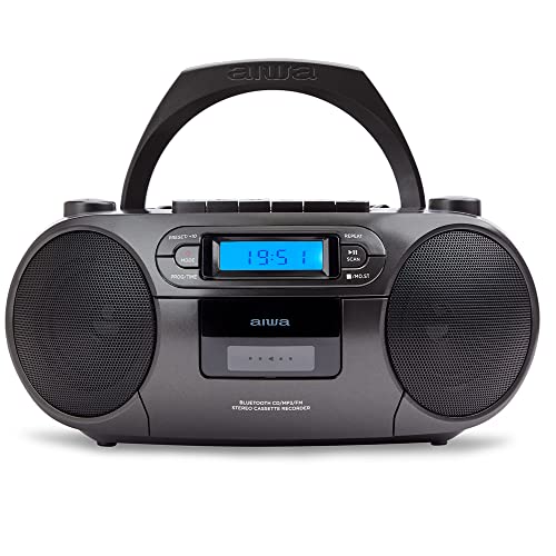 Radio Bluetooth Con Lector De Cd Mp3 Casetes Y Usb Aiwa Boombox Bbtu-550 Black Bt 5.0 6W Rms Fm