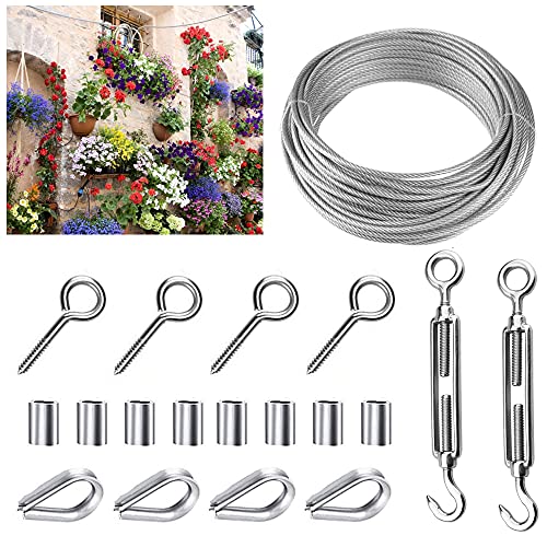 Stcrerag - Kit Di 19 Pezzi Per Cavi Da Giardino, Per Ringhiere E Recinzioni, In Acciaio Inox 304 Rivestito In Pvc, Con Vite A Vite Per Serraggio, Per