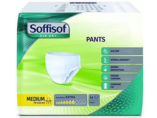 Soffisof Air Dry 36715 Pannoloni Tipo Pants-Pull-Up, Incontinenza Moderata, Assorbenza Extra Per Il Giorno, 6 Pacchi Da 14 Pezzi, Medium