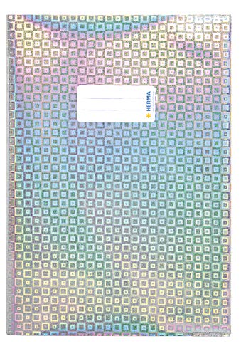 Herma 19473 Copertine Per Quaderni, Formato A4, 10 Pezzi, Copertine Con Etichetta, In Pellicola Di Polipropilene Olografico, Resistente E Lavabile, Pe