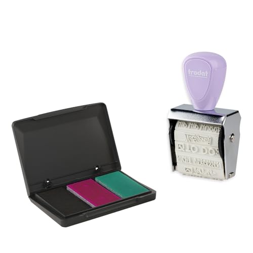 Trodat Creative Mini Set Di Timbri Bullet Journal Per La Creazione Creativa, 12 Stampe, Tedesco, Timbri Creativi In Viola Pastello, Con Tampone Per Ti