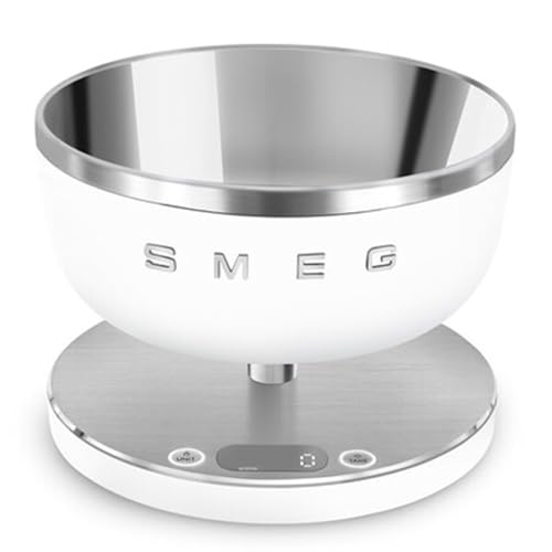 Smeg. Bilancia Da Cucina Digitale Bianco Opaco, Misurazione Precisa, Acciaio Inossidabile, Uso Domestico. Portata Fino A 5 Chilogrammi