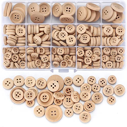 Kigniote 275 Pezzi Bottoni Legno Fatti A Mano Di Dimensioni Miste, Bottoni Legno, Bottoni Rotonda In Legno Naturale Per Cucire Vestiti Artigianali Fai
