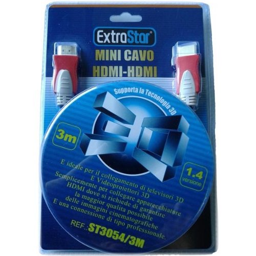 Cavo Hdmi 3D In Fibra Di Ferrite Conttatti Oro Extrastar 3,00 Mt