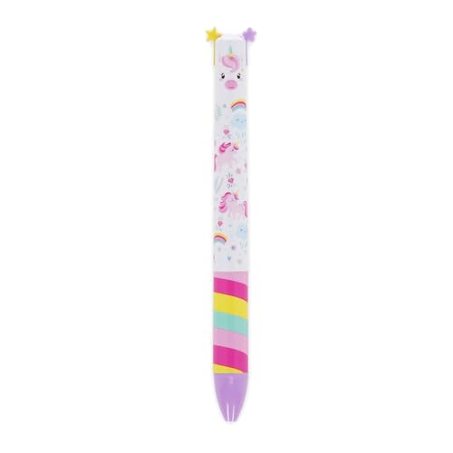 Legami - Penna Click&Clack A Due Colori, Inchiostro Viola E Rosa, Penna A Scatto, Ideale Per Scuola Ufficio Casa, Simpatica Penna Unicorno, Idea Regal