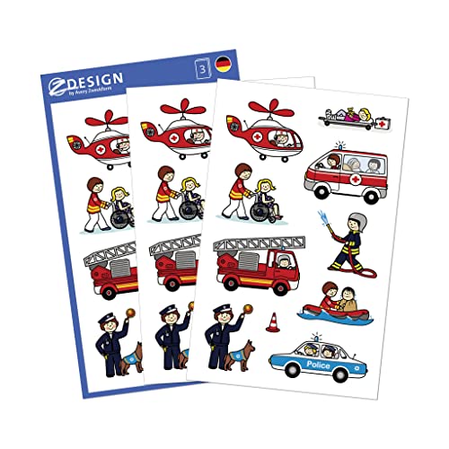 Avery Zweckform 53198 Adesivi Per Bambini, Confezione Da 30 Pezzi In Carta Feuerwehr