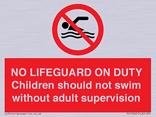 Cartello Con Scritta In Inglese"No Lifeguard On Dight", 100 X 75 Mm, Formato A7L