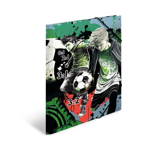 Herma 19578 - Cartellina A3 Street Soccer, Cartella Angolare Per Bambini, In Cartone Con Stampa Interna Ed Elastico, Robusta Cartellina In Cartone Per